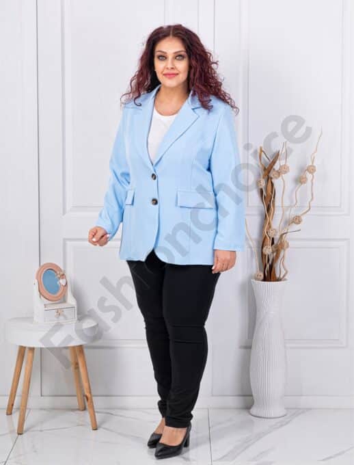 Plus size γυναικείο σακάκι-γαλάζιο-κωδ 2609-11
