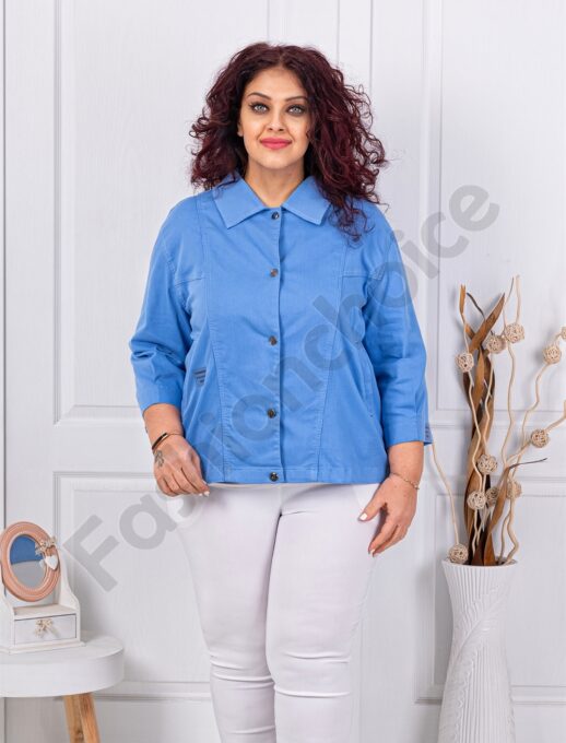 Plus size τζιν τζάκετ-μπλε-κωδ 8969-3