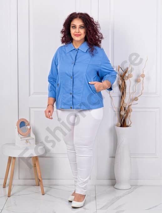 Plus size τζιν τζάκετ-μπλε-κωδ 8969-3