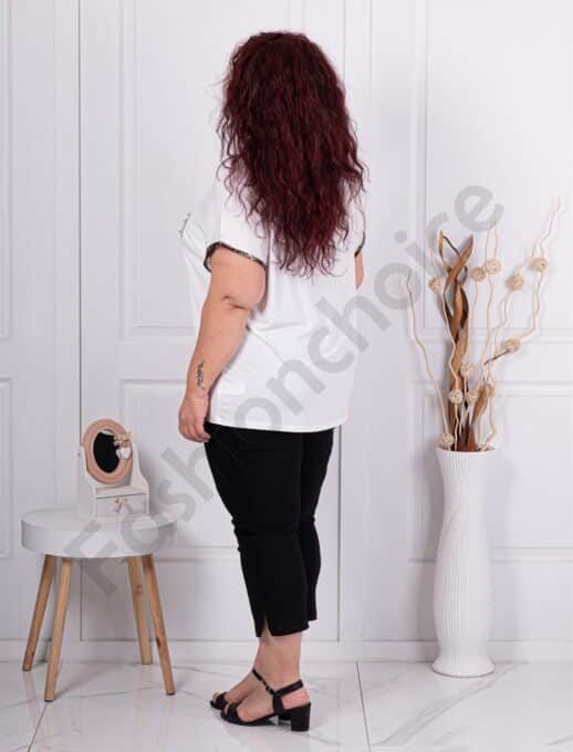 Plus size μπλούζα με καρδιές και στρας-λευκό-κωδ 353-2