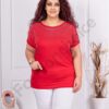 Plus size μπλούζα με ανοίγματα στους ώμους-κόκκινο-κωδ 251-1