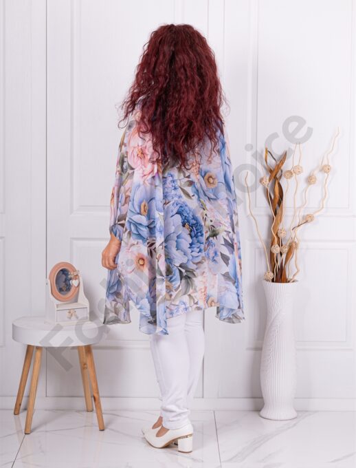 Plus size τουνίκ πόντσο φλόραλ-μπλε-κωδ 255021-7