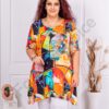 Plus size ασύμμετρη τουνίκ με πολύχρωμα σχέδια-κωδ 25104-1