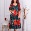 Plus size φόρεμα με παπαρούνες-κωδ 25105-1