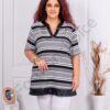 Plus size ριγέ V-μπλούζα-κωδ 1443