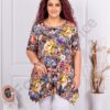 Plus size ασύμμετρη τουνίκ-κίτρινα λουλούδια-κωδ 2521018-2