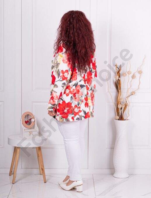 Plus size φλόραλ σακάκι-κόκκινα λουλούδια-κωδ 230463-3