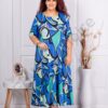 Plus size φόρεμα ακανόνιστο σχέδιο-μπλε/τυρκουάζ-κωδ 256085