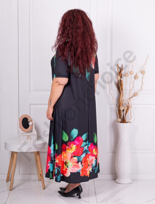 Plus size φόρεμα φλοράλ-μαύρο-κωδ 824-5