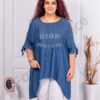Plus size τζιν τουνίκ με απλικέ και στρας-σκούρο μπλε-κωδ 1873