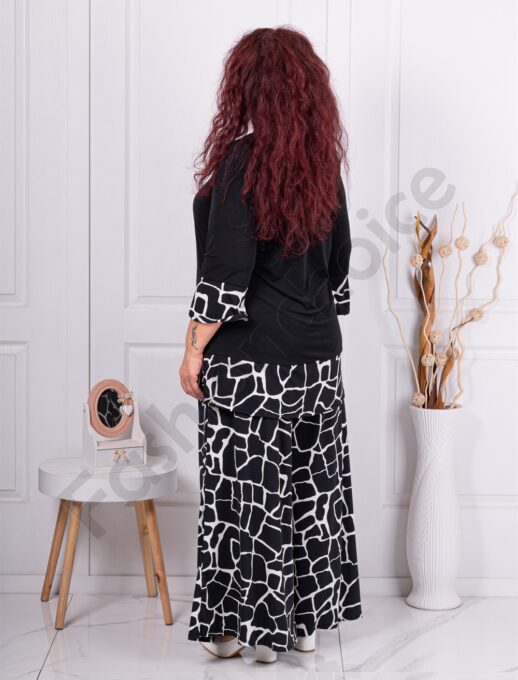 Plus size σετ μπλούζα με παντελόνα-σχέδιο μάρμαρο-κωδ 10010