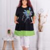 Plus size τουνίκ με λουλούδια και πέρλες-πράσινο-κωδ 1661