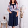 Plus size φόρεμα με ανοίγματα στους ώμους-σκούρο μπλε-κωδ 25005-2