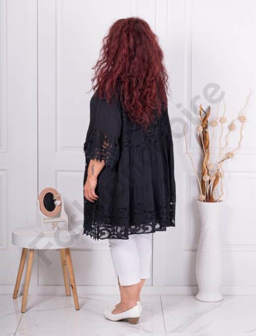 Plus size τουνίκ με δαντέλα-μαύρο-κωδ 3003