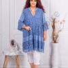 Plus size τουνίκ με δαντέλα-μπλε-κωδ 3003-2