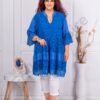 Plus size τουνίκ με δαντέλα-μπλε ρουά-κωδ 3003-4