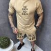 Ανδρικό σετ T-Shirt Mickey Mouse και βερμούδα-μπεζ-κωδ 2519-2