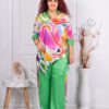 Plus size πολύχρωμο σετ παντελόνα και τουνίκ-κωδ 25094