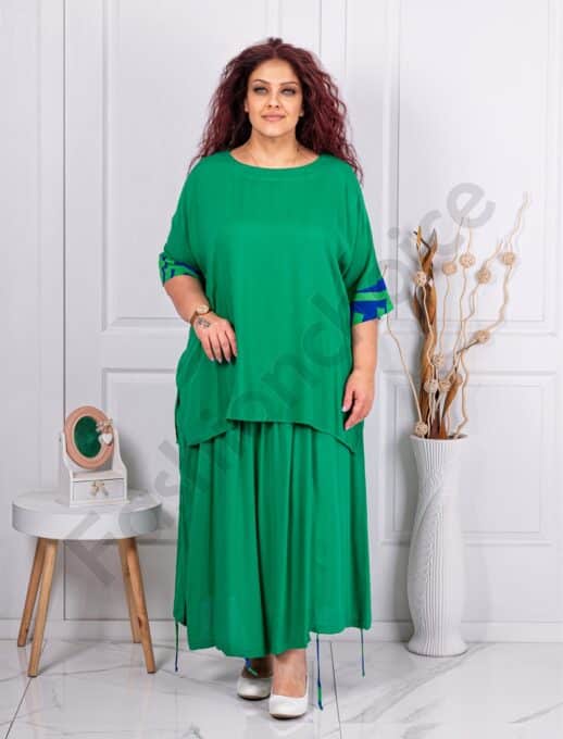 Plus size σετ τουνίκ και φούστα-πράσινο-κωδ 25092-1