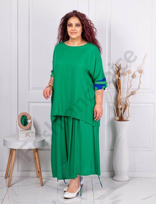 Plus size σετ τουνίκ και φούστα-πράσινο-κωδ 25092-1