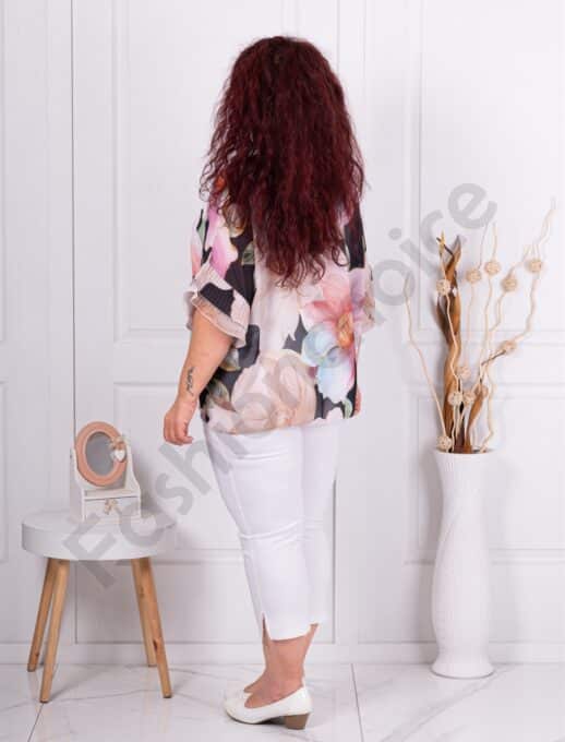 Plus size σιφόν μπλούζα φλόραλ-μαύρο-κωδ 50245
