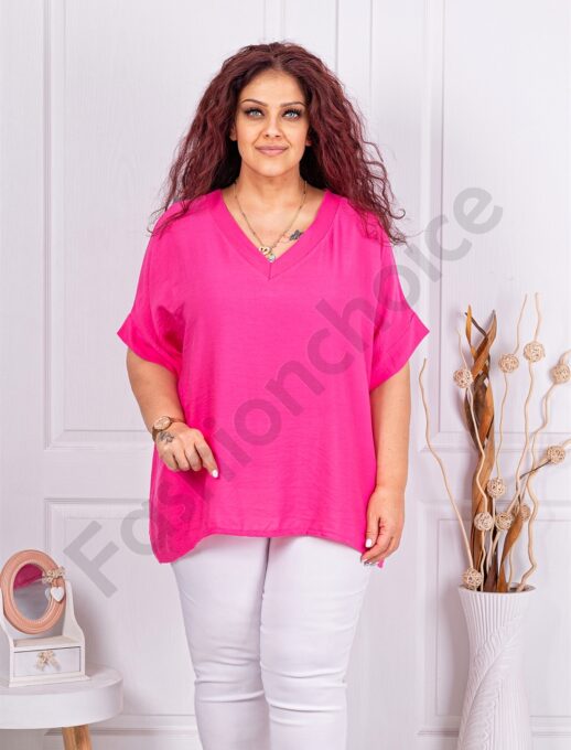 Plus size V-μπλούζα-φούξια-κωδ 4909-6