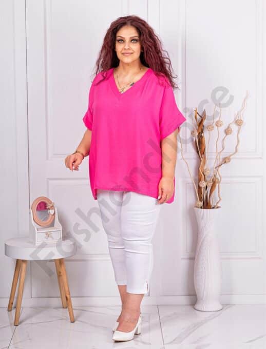 Plus size V-μπλούζα-φούξια-κωδ 4909-6