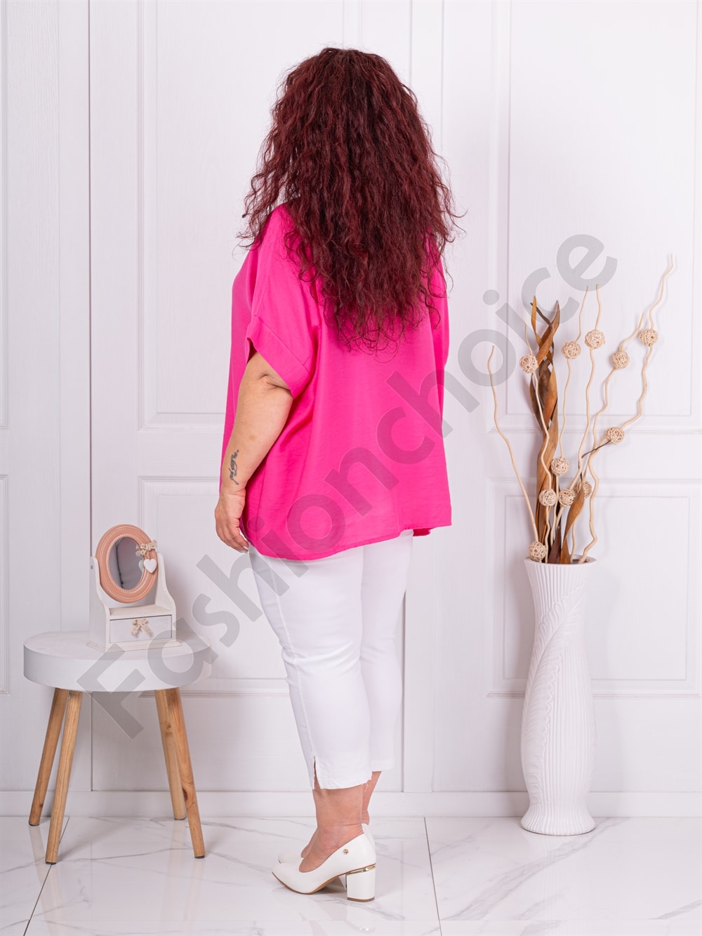 Plus size V-μπλούζα-φούξια-κωδ 4909-6