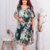 Plus size σιφόν φλοράλ φόρεμα-πράσινο-κωδ 25250-2