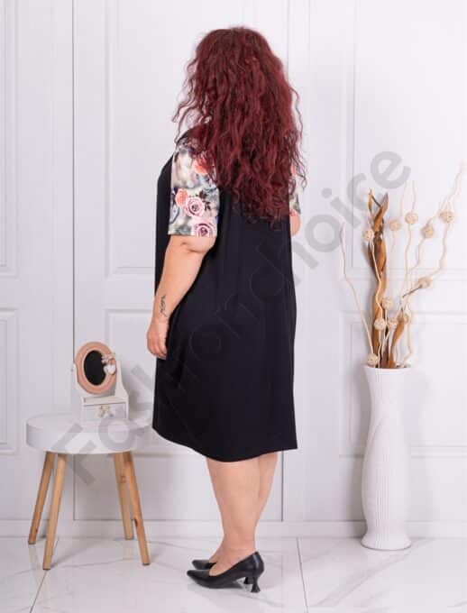 Plus size φόρεμα balloon με τριαντάφυλλα-κωδ 25011