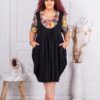 Plus size φόρεμα balloon φλόραλ-χάκι-κωδ 25011-1