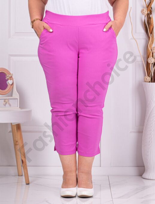 Plus size παντελόνι κάπρι-έντονο ροζ-κωδ 24238-16