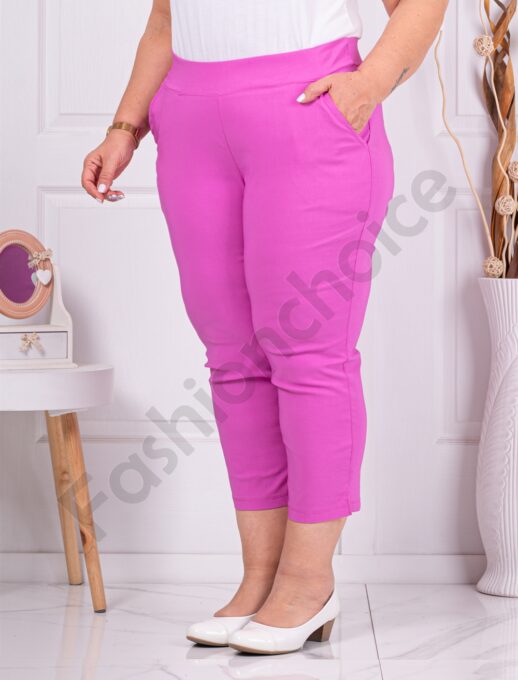 Plus size παντελόνι κάπρι-έντονο ροζ-κωδ 24238-16