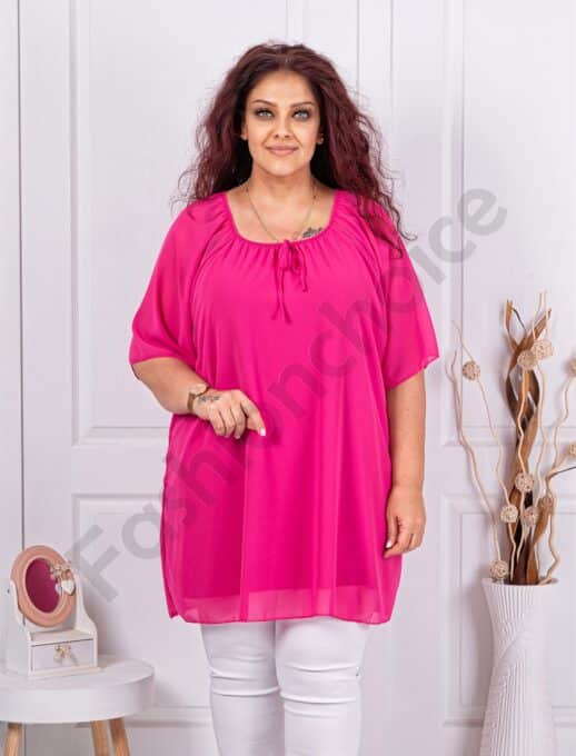Plus size σιφόν τουνίκ-φούξια-κωδ 10017-1