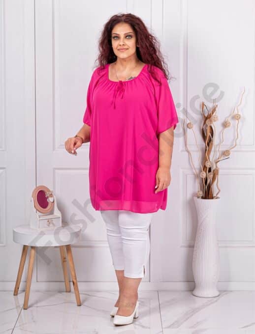 Plus size σιφόν τουνίκ-φούξια-κωδ 10017-1