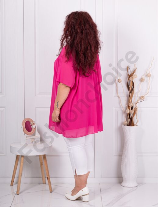 Plus size σιφόν τουνίκ-φούξια-κωδ 10017-1