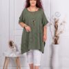 Plus size τουνίκ με δώρο κολιέ-χάκι-κωδ 19592-6