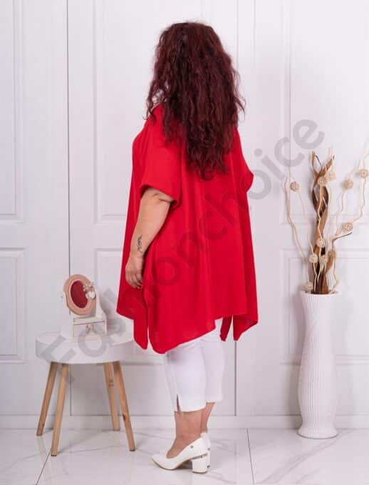 Plus size τουνίκ με δώρο κολιέ-κόκκινο-κωδ 19592-7