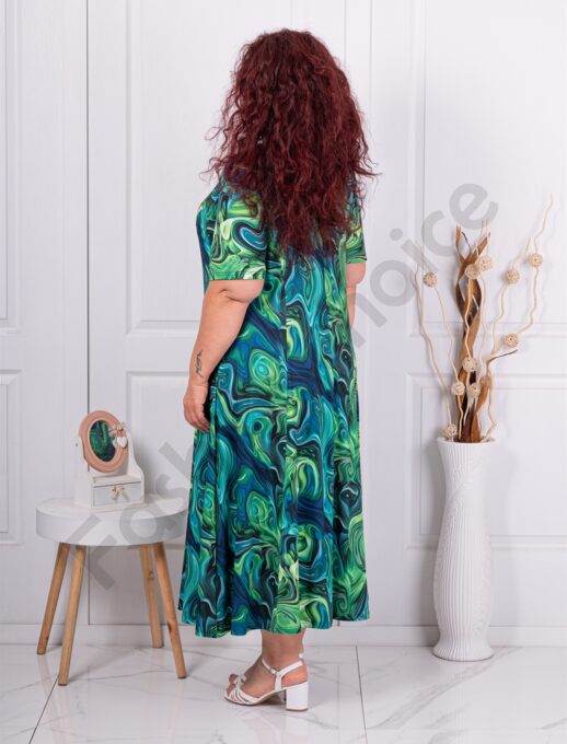 Plus size φόρεμα ακανόνιστο σχέδιο-μπλε/πράσινο-κωδ 256085-1