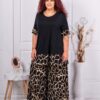 Plus size σετ μπλούζα με παντελόνα/σχέδιο μάρμαρο-μόκα-κωδ 10010-8