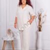 Plus size σετ τουνίκ και παντελόνι-εκρού-κωδ 1447-4