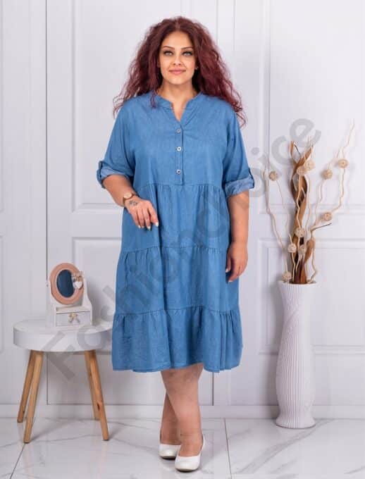 Plus size τζιν φόρεμα με βολάν-κωδ 9733