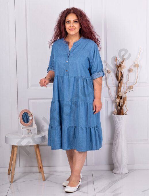 Plus size τζιν φόρεμα με βολάν-κωδ 9733