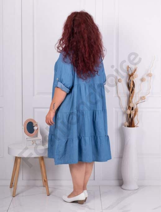 Plus size τζιν φόρεμα με βολάν-κωδ 9733
