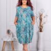 Plus size φόρεμα με φλοράλ ντεσέν-μέντα-κωδ 1281