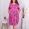 Plus size φόρεμα με φλοράλ ντεσέν-φούξια-κωδ 1281-1