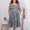 Plus size φλοράλ φόρεμα με τσέπες--κωδ 241203