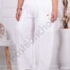 Plus size παντελόνι 100% λινό-λευκό-κωδ 6503-1