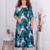 Plus size φόρεμα ακανόνιστο σχέδιο-μπλε/λευκό-κωδ 256085-2