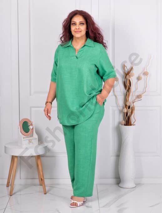 Plus size σετ τουνίκ και παντελόνι-πράσινο-κωδ 1447-5